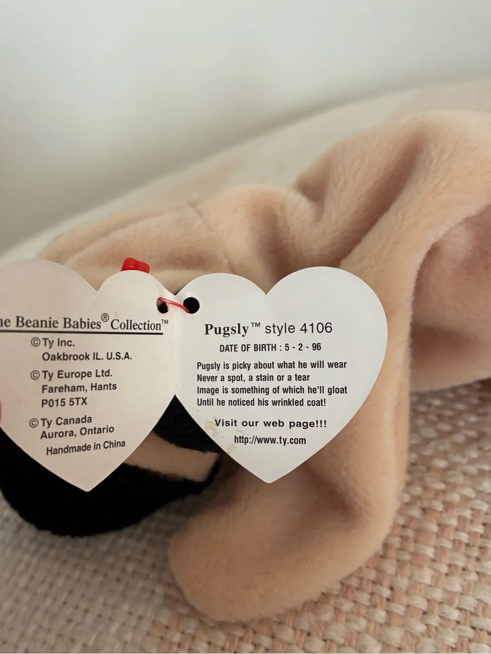 Ty Beanie Babies - “Pugsly” the Pug - 90s vintage collectible with tags